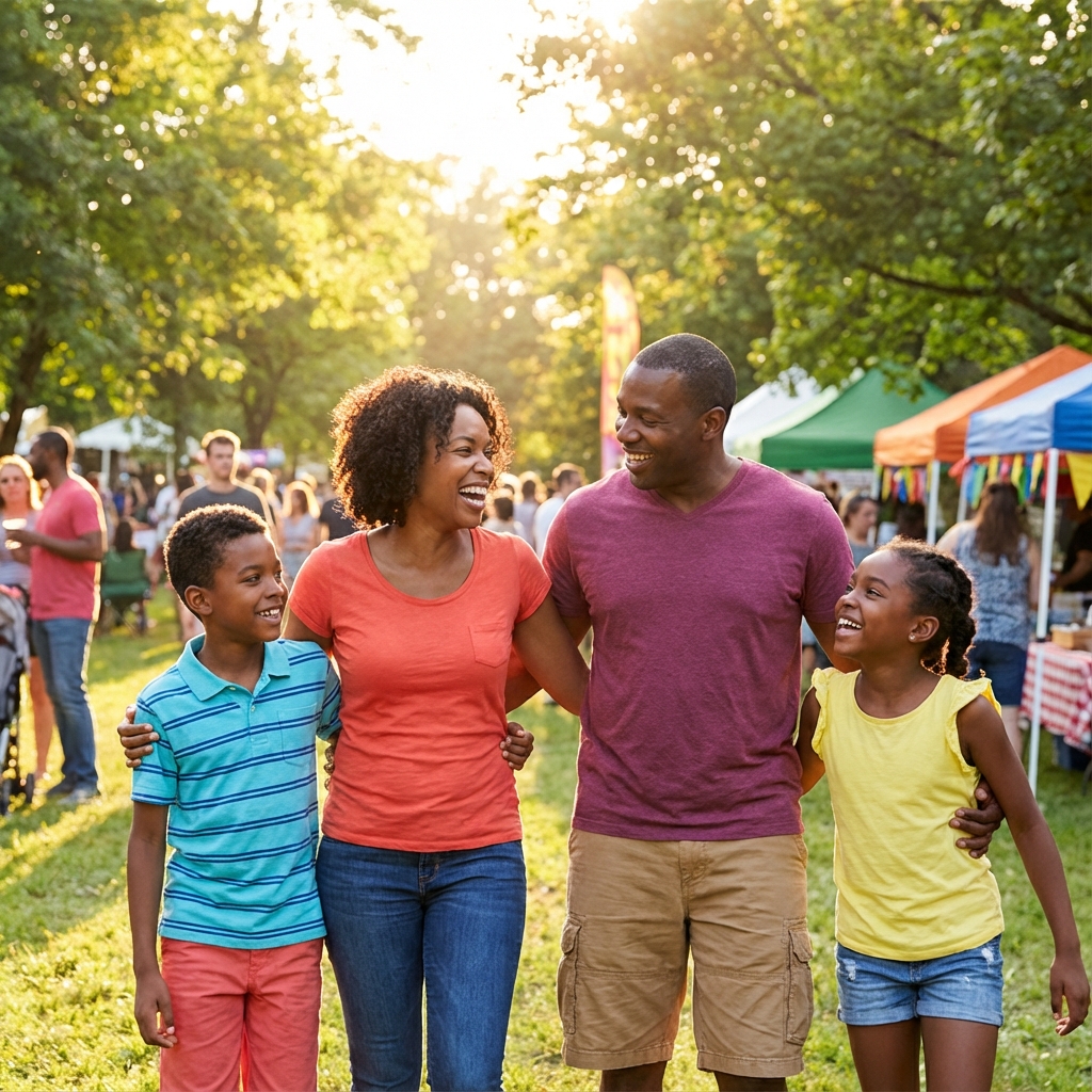 Black family and community members supporting Black-owned businesses through Black Dollar Network's economic empowerment platform