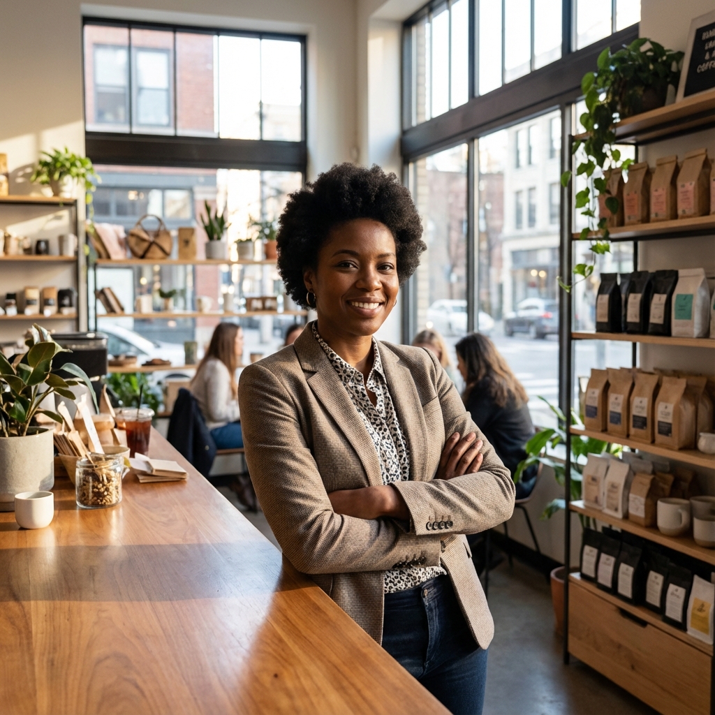 Successful Black business owner representing the transformative impact of Black Dollar Network's economic empowerment initiatives